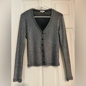 Fragile by XOXO Silver Cardigan size L *VINTAGE*
